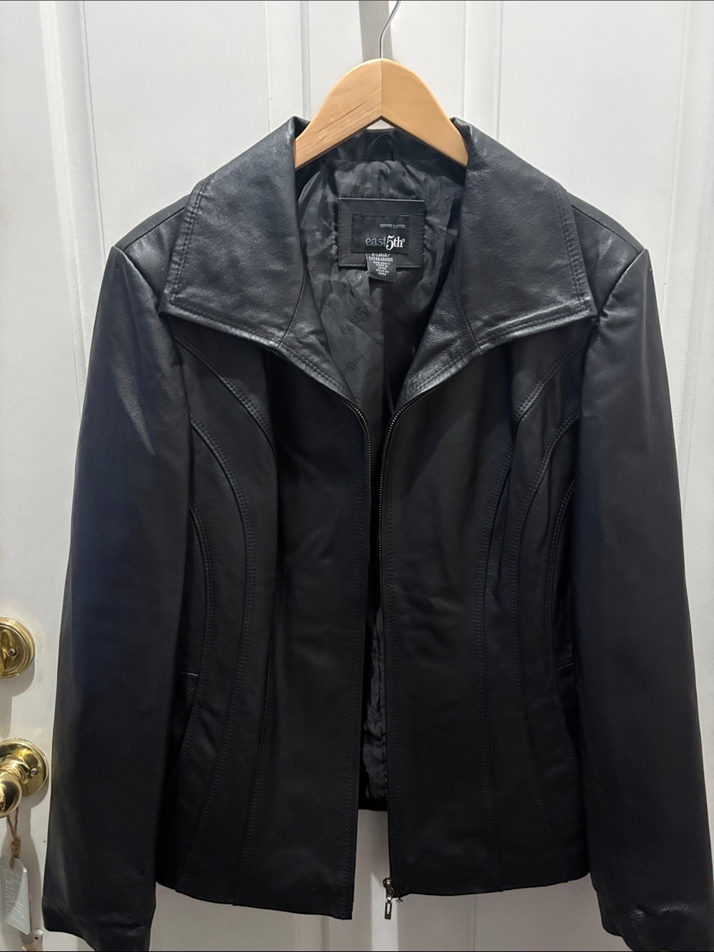 East 5th Black Leather Zip-Front Women's Jacket
